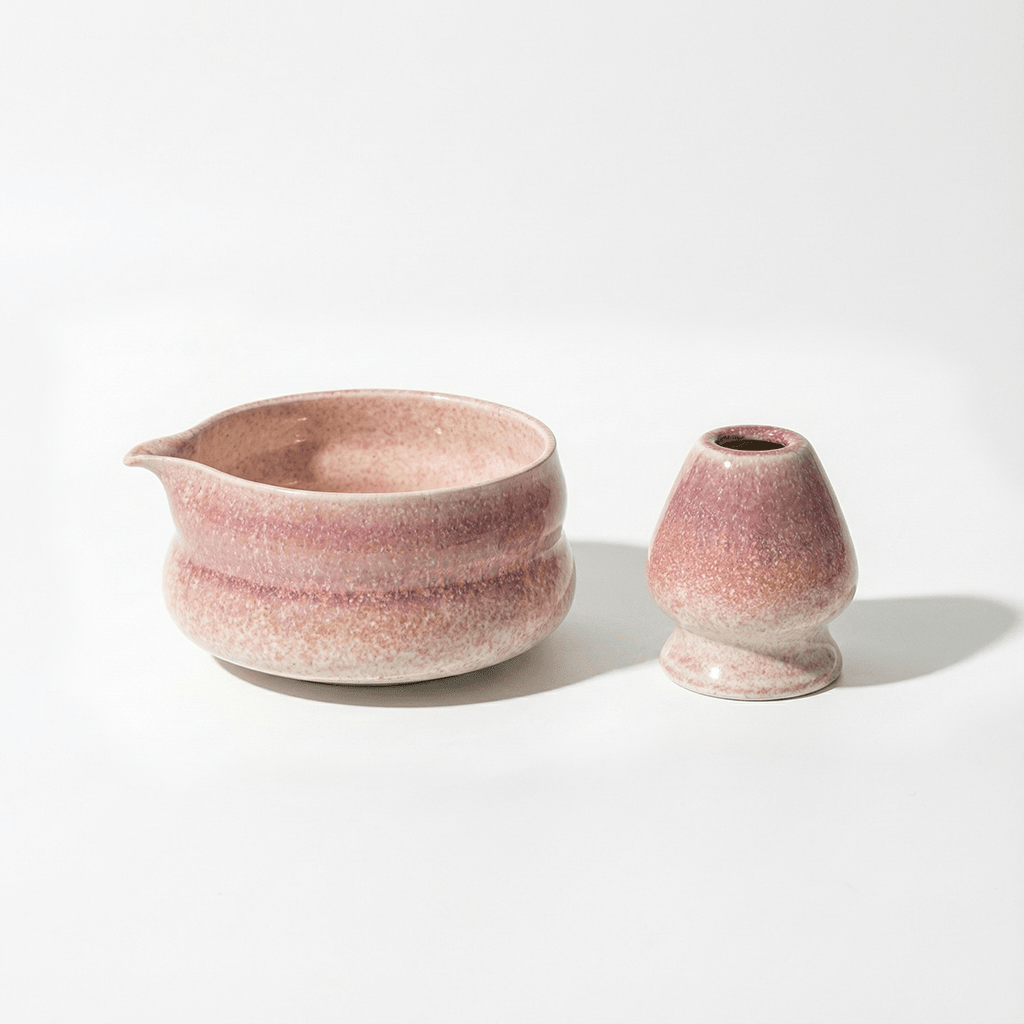 Matcha Schale + Besenhalter Set (Chawan + Chasen Tate) "Sakura" - MatchaLand Deutschland